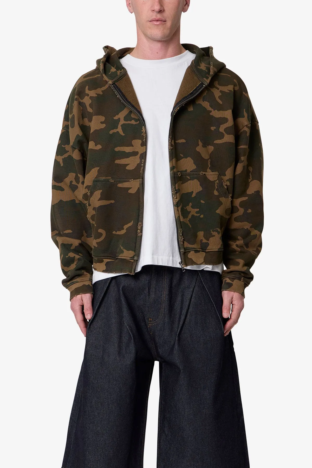Camo Zip Up Hoodie - Green sold by MNML