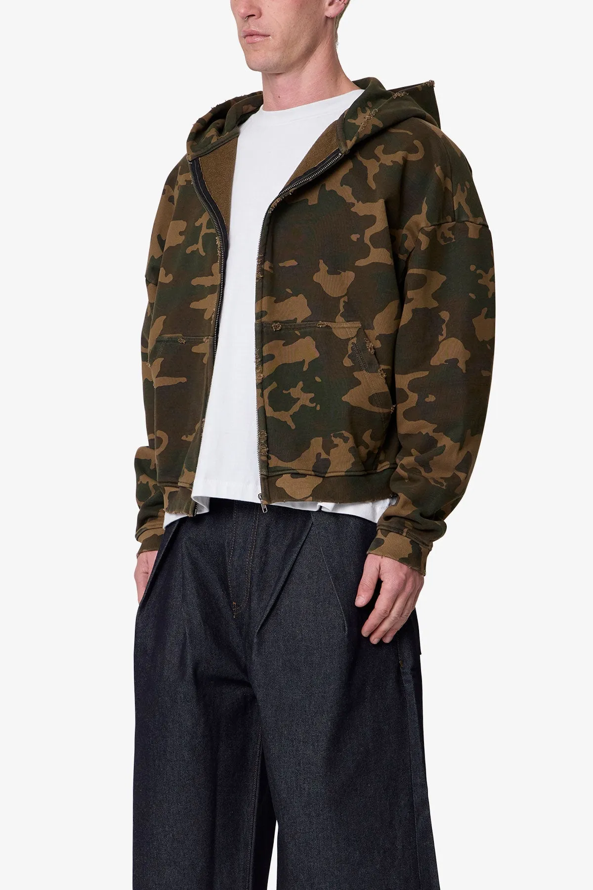 Camo Zip Up Hoodie - Green sold by MNML product image thumbnail 3