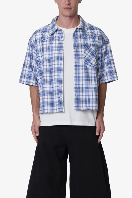 Crop Flannel S/S Shirt - Blue made by MNML