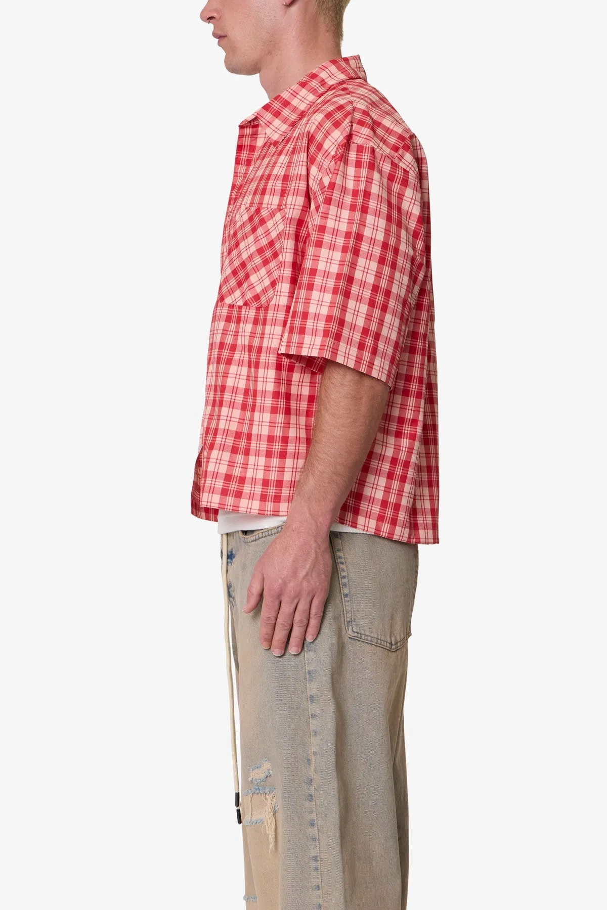 Crop Flannel S/S Shirt - Red sold by MNML product image thumbnail 4