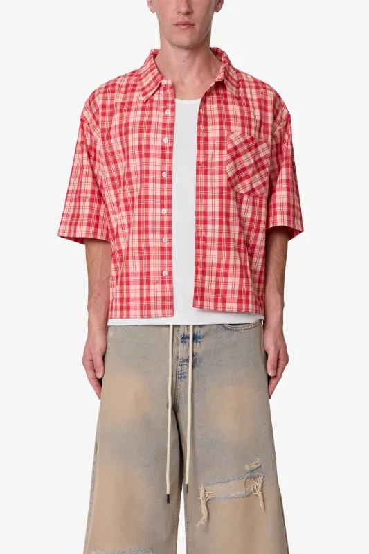 Crop Flannel S/S Shirt - Red made by MNML