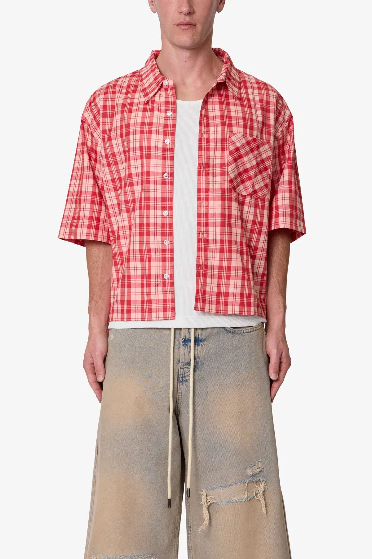 Crop Flannel S/S Shirt - Red sold by MNML product image thumbnail 2