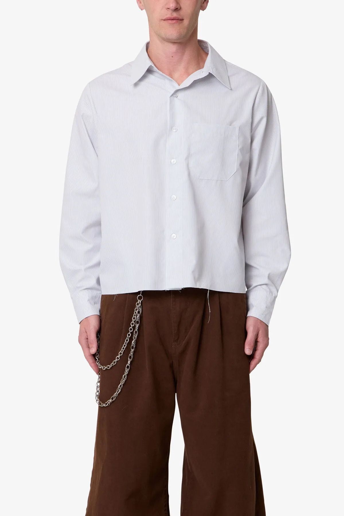 Striped L/S Button Up Shirt - Grey/White sold by MNML