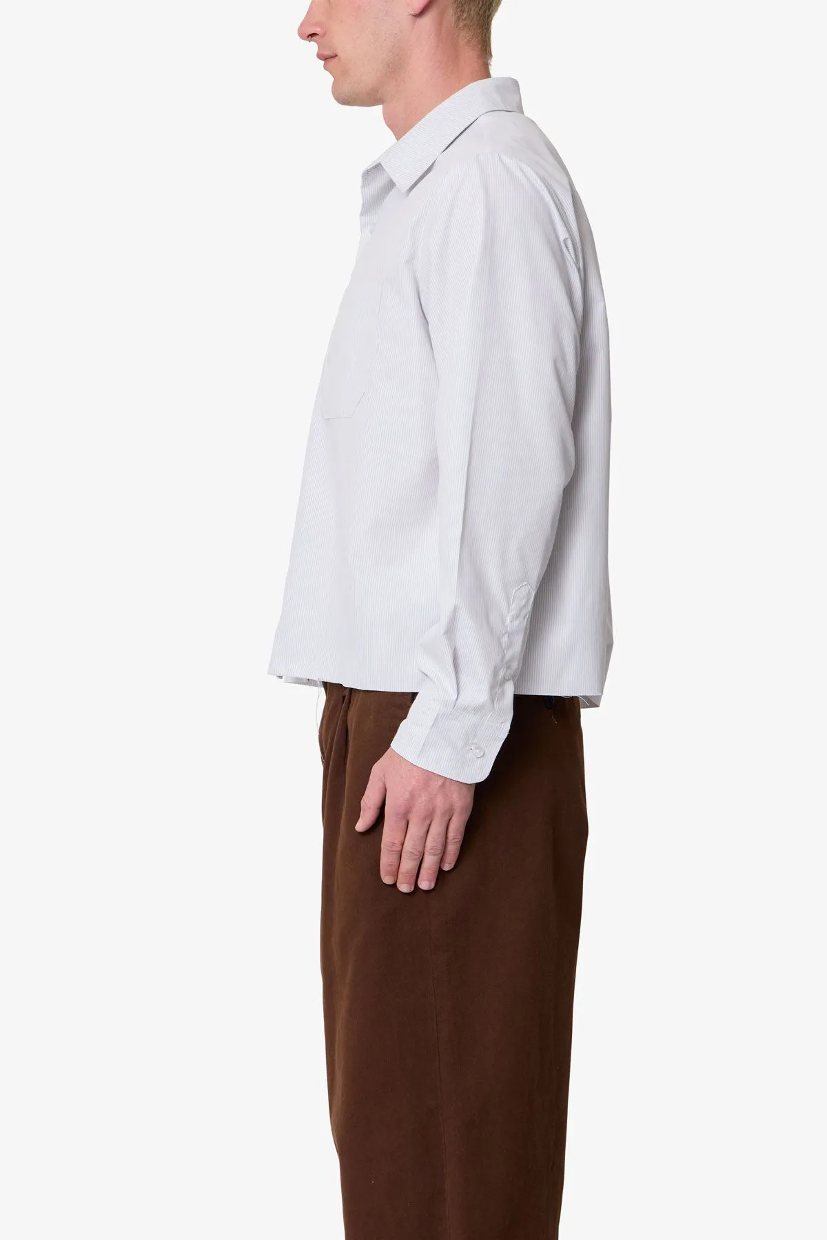 Striped L/S Button Up Shirt - Grey/White sold by MNML product image thumbnail 4