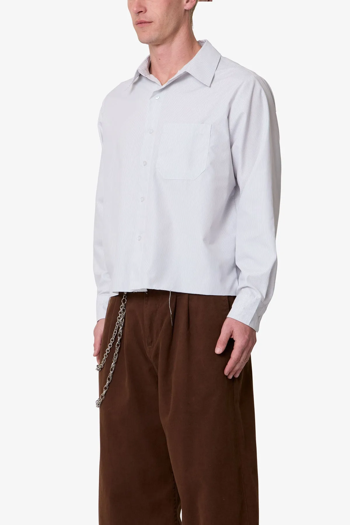 Striped L/S Button Up Shirt - Grey/White sold by MNML product image thumbnail 3