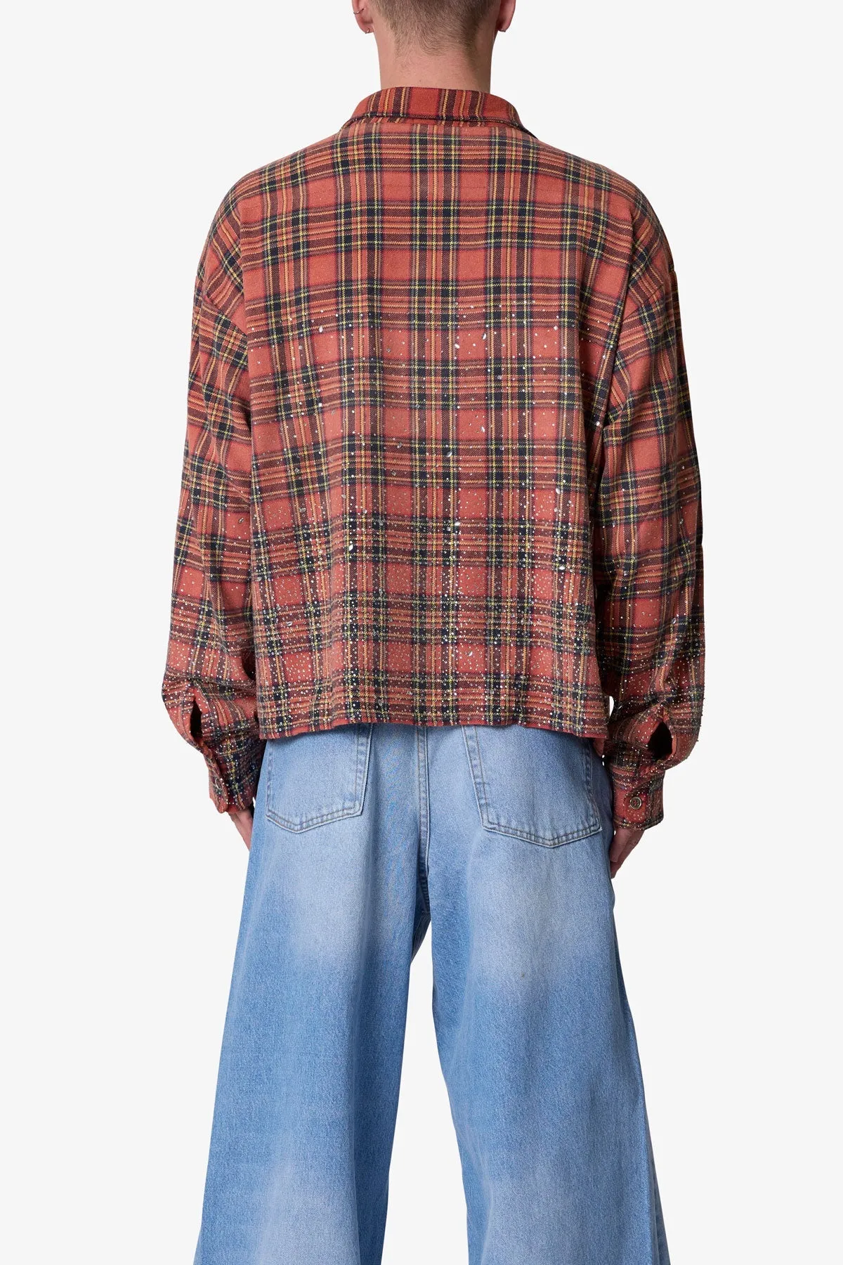 Rhinestone Flannel Shirt - Red sold by MNML product image thumbnail 5