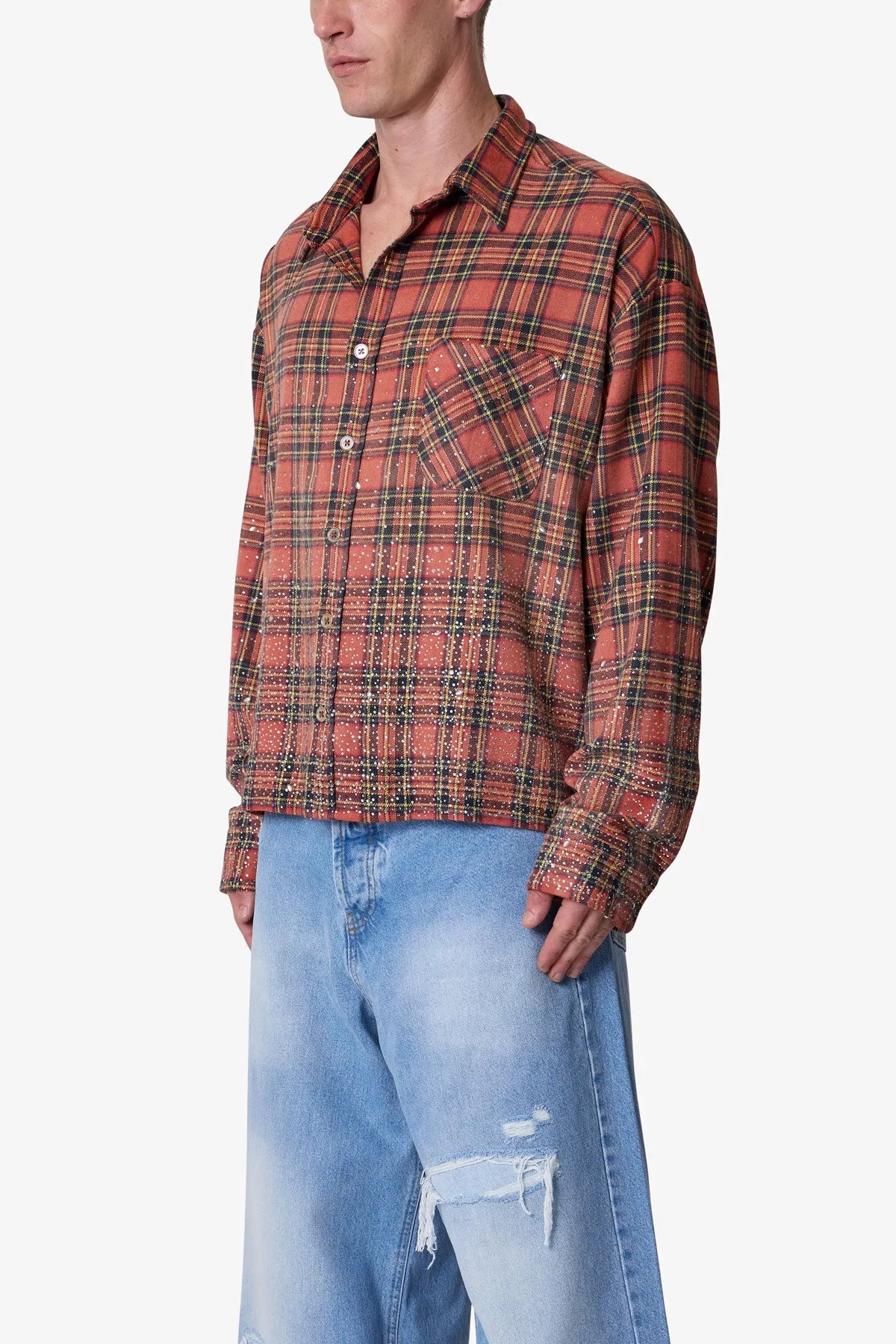 Rhinestone Flannel Shirt - Red sold by MNML product image thumbnail 3
