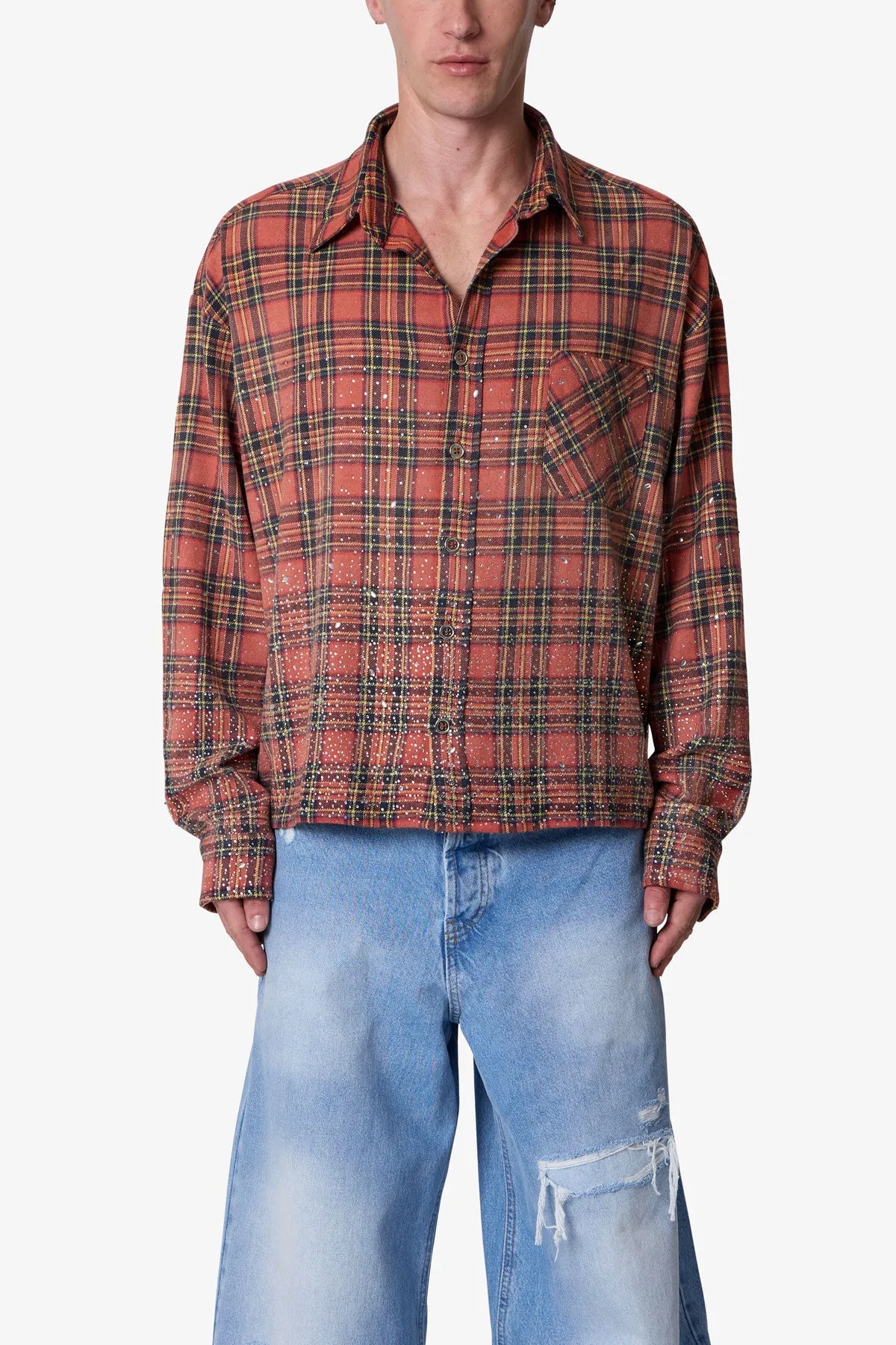 Rhinestone Flannel Shirt - Red sold by MNML