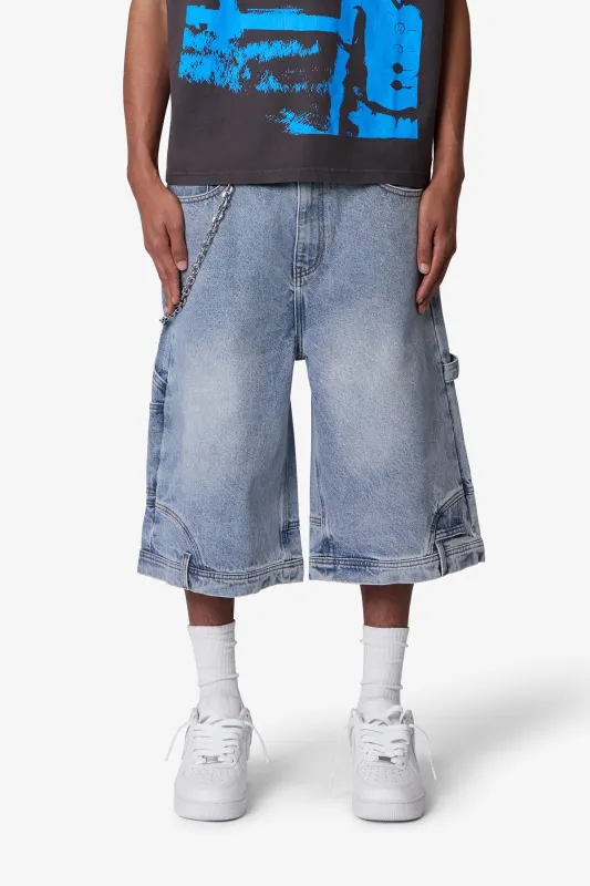 Ultra Baggy Reconstructed Denim Shorts - Blue sold by MNML