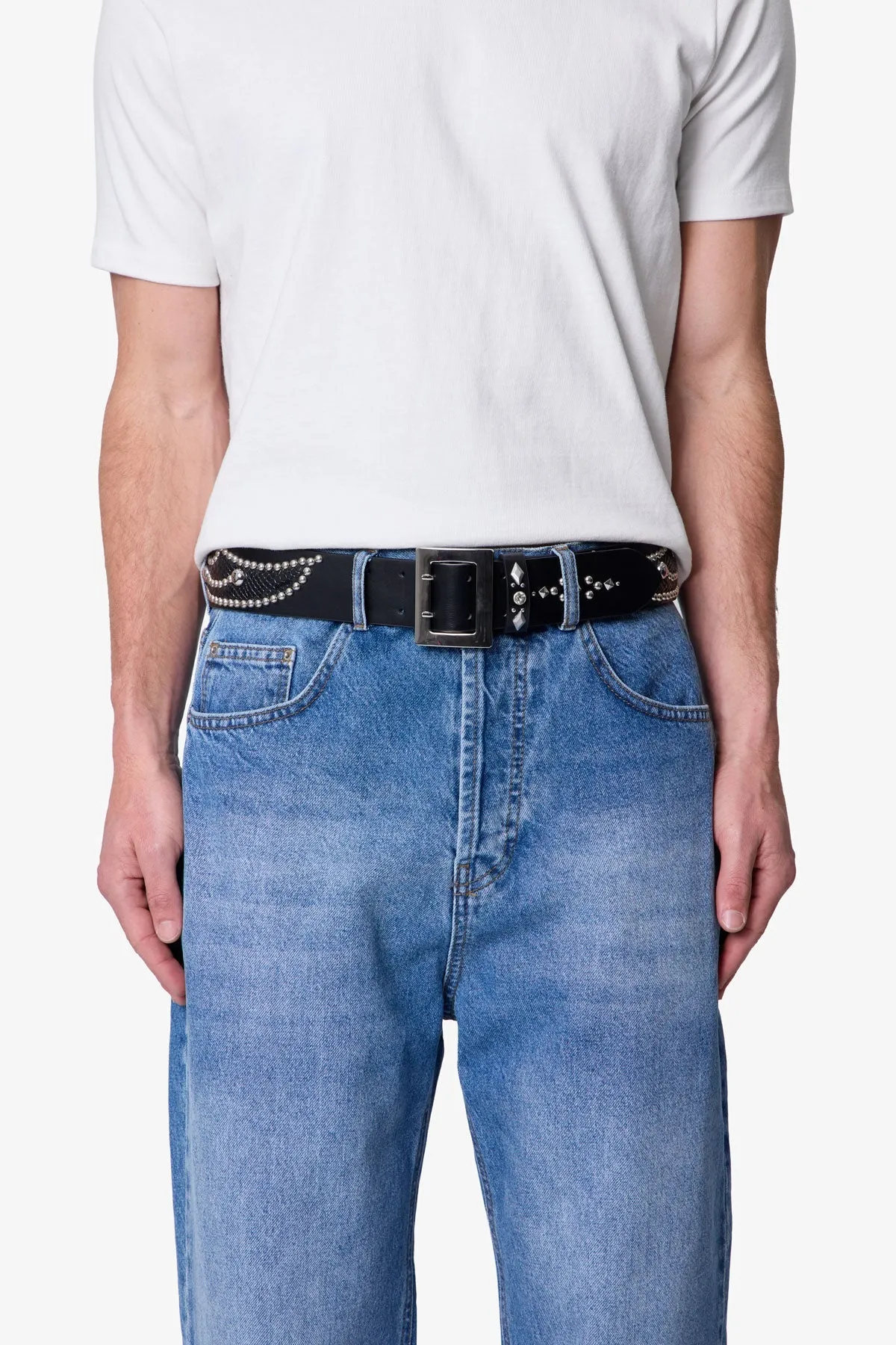 Vintage Python Belt - Black/Black sold by MNML product image thumbnail 4