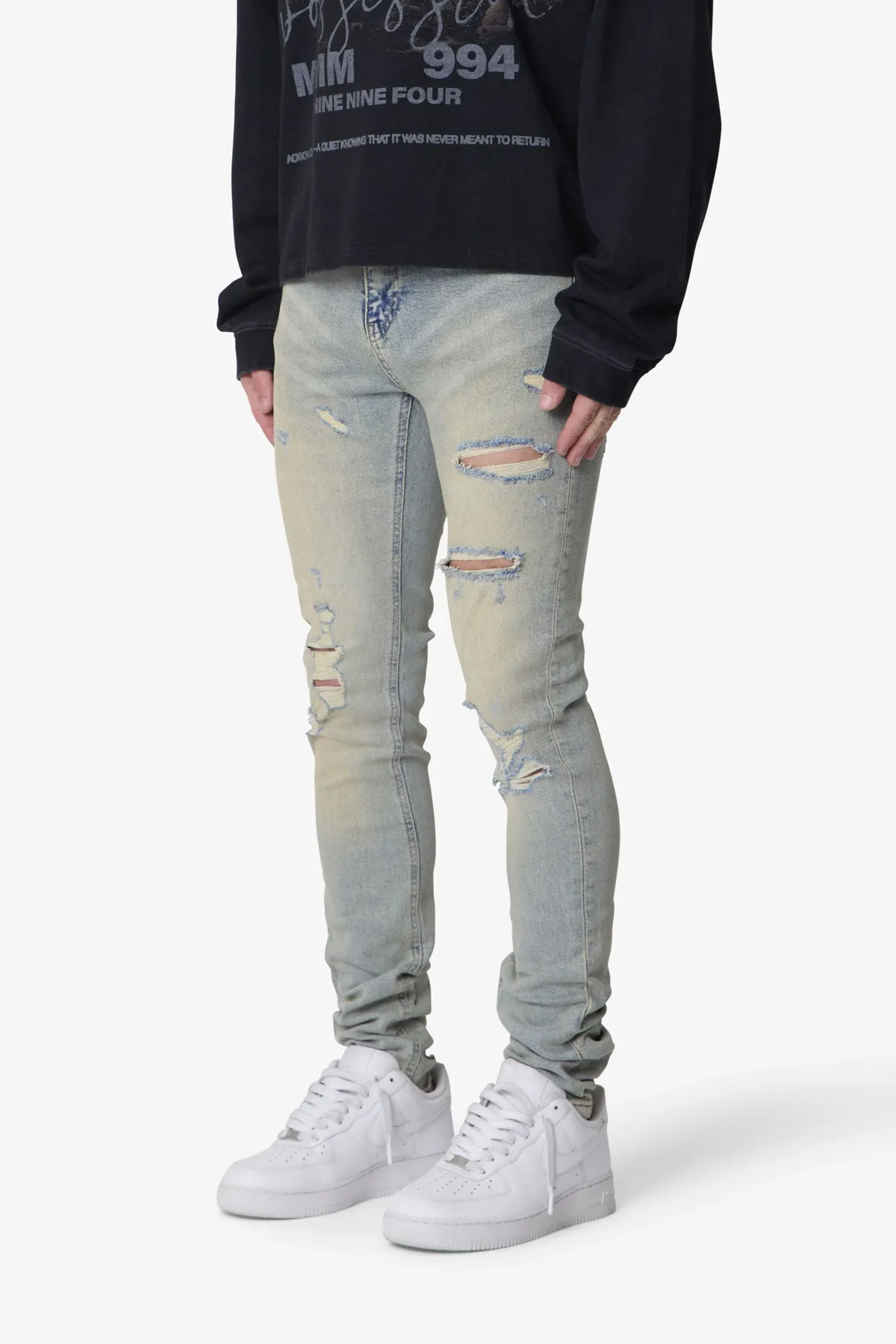 Shredded Skinny Denim - Blue sold by MNML product image thumbnail 3