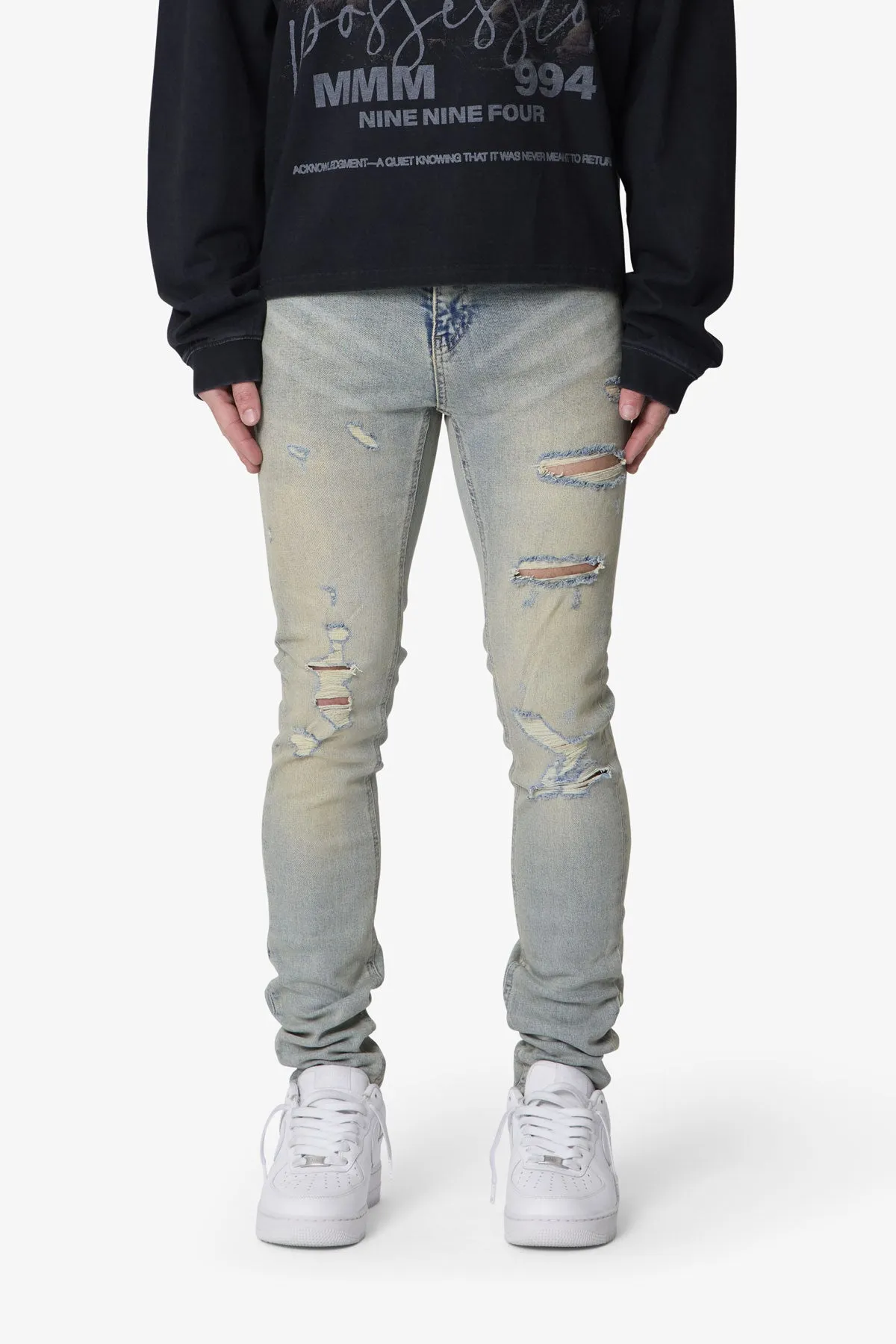 Shredded Skinny Denim - Blue sold by MNML product image thumbnail 2