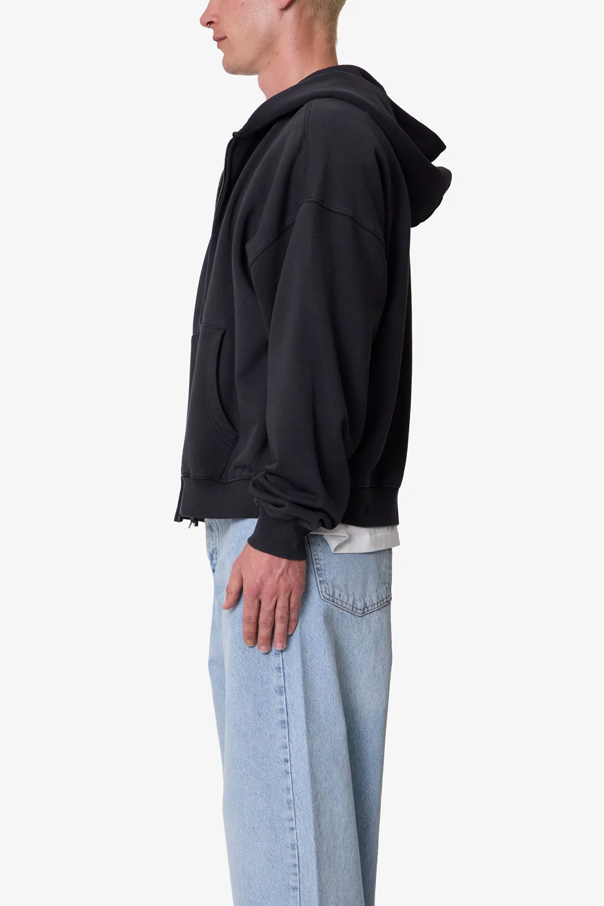 Heavy Basic Zip Up Hoodie - Washed Black sold by MNML product image thumbnail 4