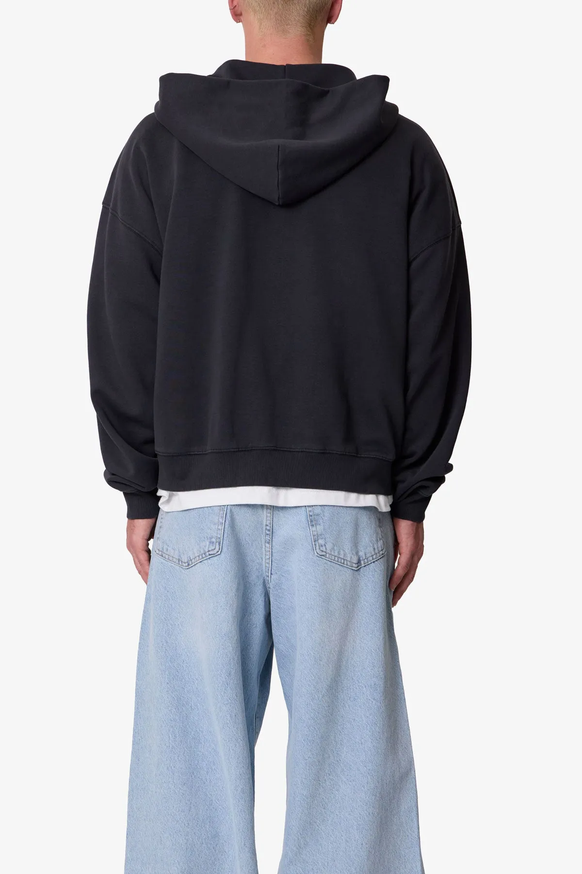 Heavy Basic Zip Up Hoodie - Washed Black sold by MNML product image thumbnail 5
