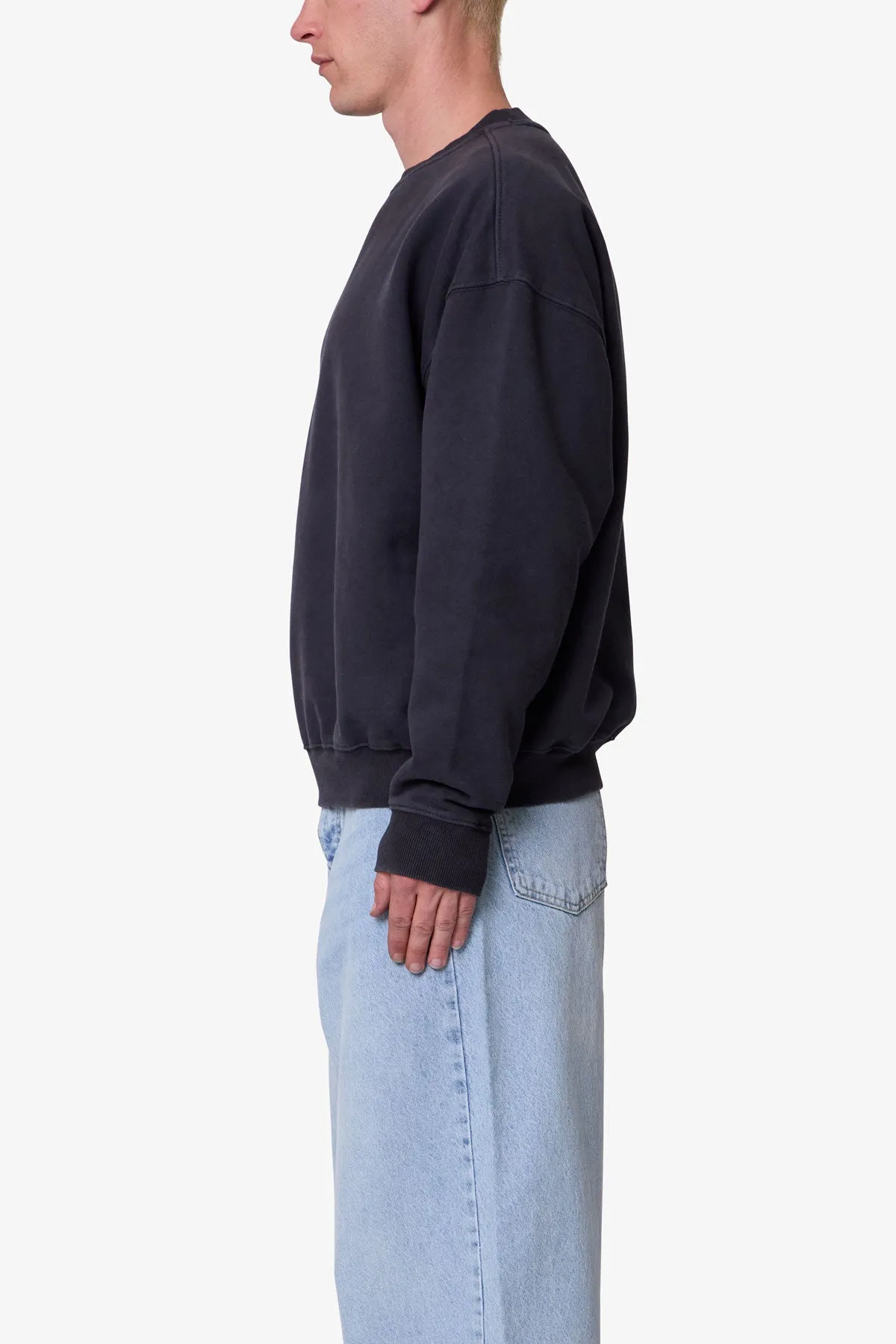 Heavy Basic Crewneck Sweater - Washed Black sold by MNML product image thumbnail 4