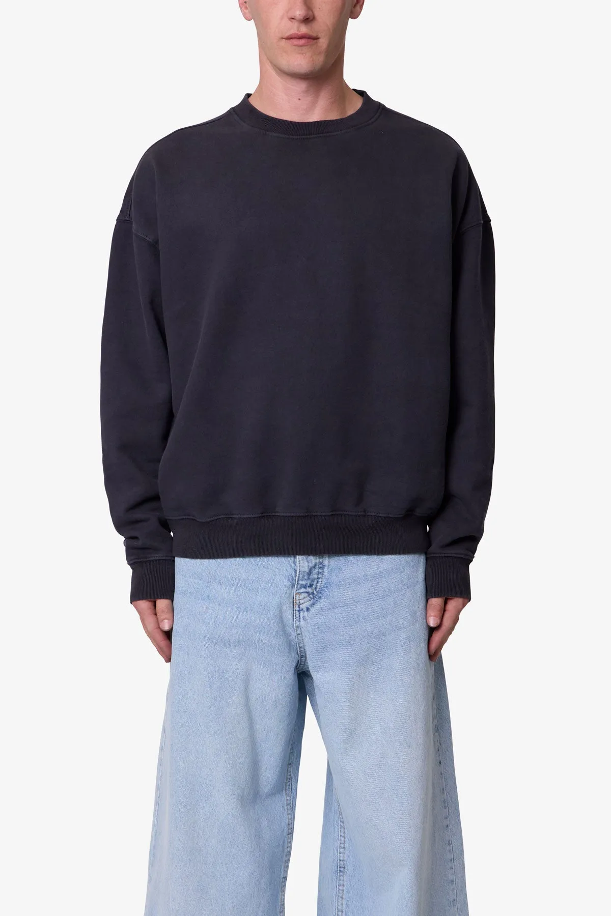 Heavy Basic Crewneck Sweater - Washed Black sold by MNML product image thumbnail 2