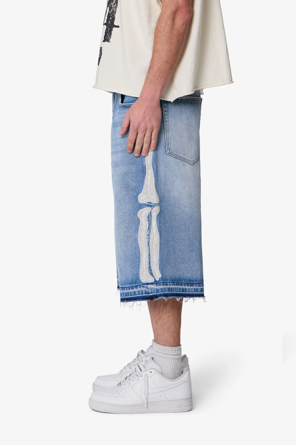 Ultra Baggy Bone Denim Shorts - Blue sold by MNML product image thumbnail 4