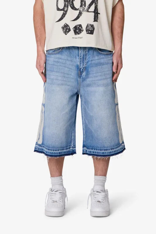 Ultra Baggy Bone Denim Shorts - Blue made by MNML
