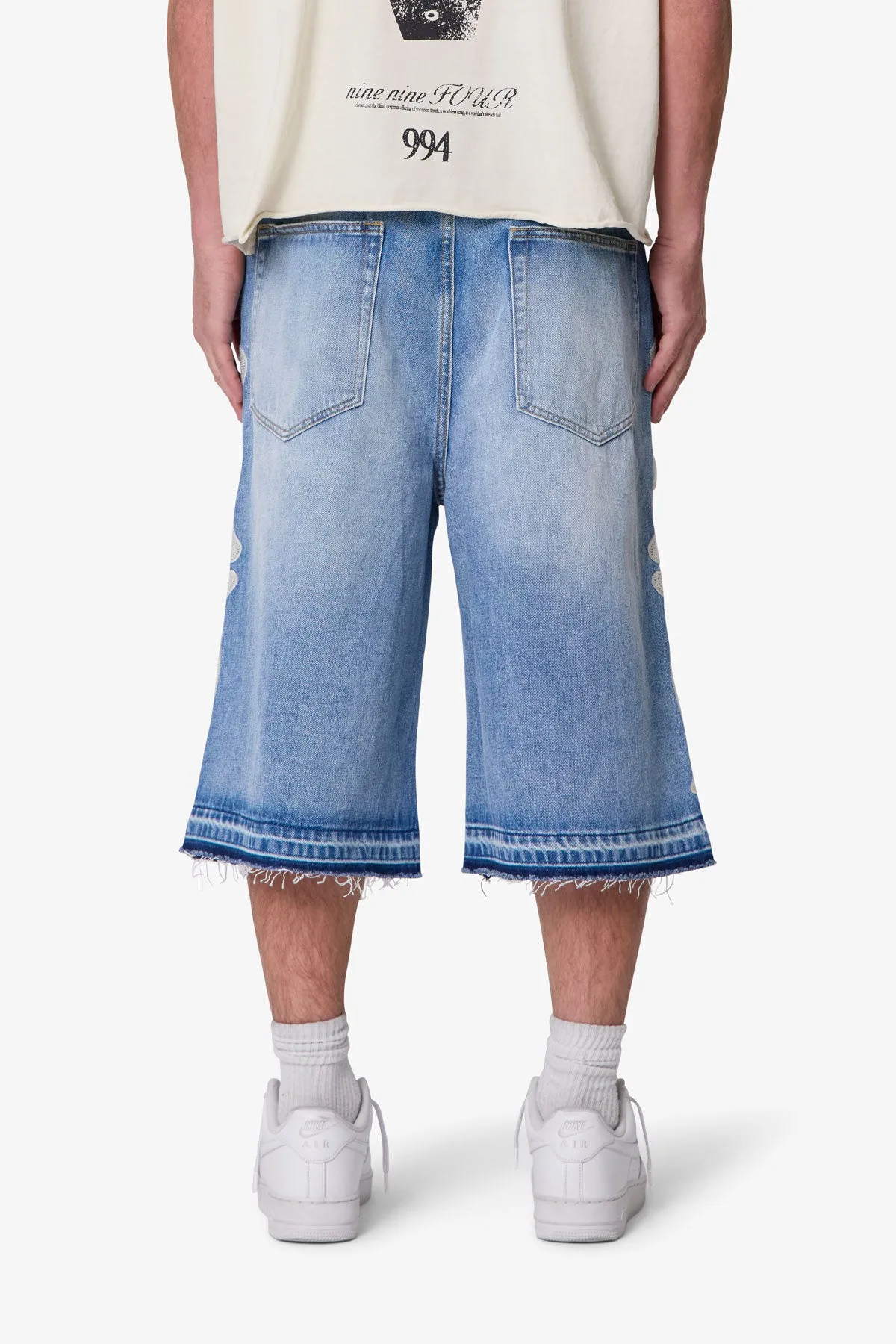 Ultra Baggy Bone Denim Shorts - Blue sold by MNML product image thumbnail 5