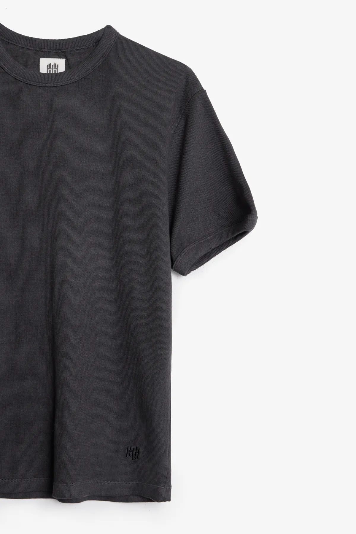 Perfect Slim Ribbed Tee - Washed Black sold by MNML product image thumbnail 5