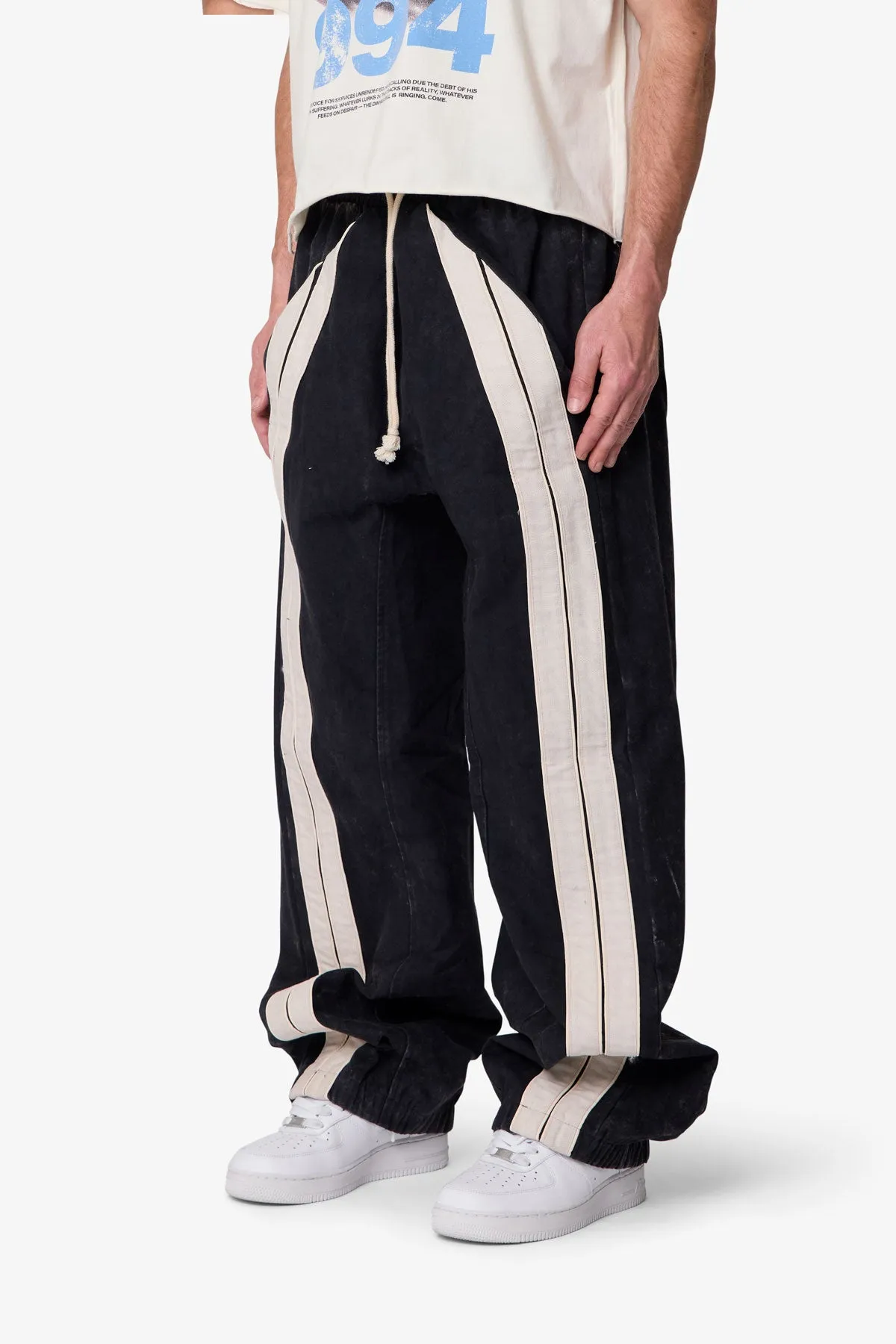 Ultra Baggy Stripe Twill Pants - Black/White sold by MNML product image thumbnail 3