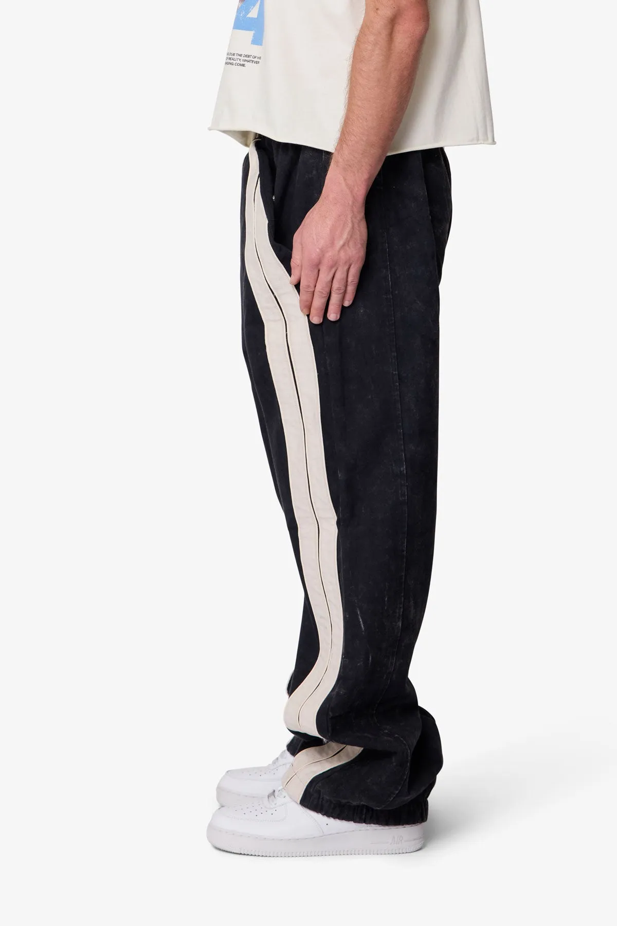 Ultra Baggy Stripe Twill Pants - Black/White sold by MNML product image thumbnail 4