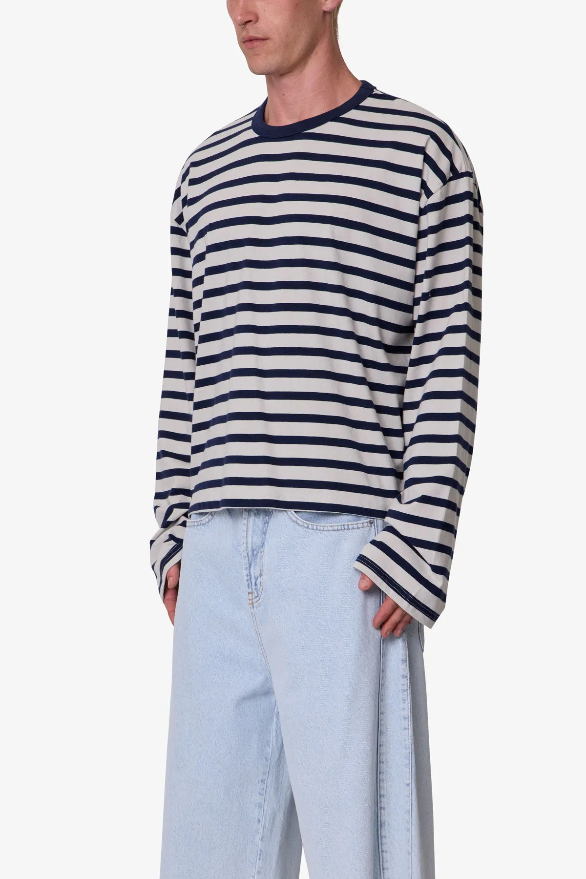 Multi Striped L/S Tee - White/Navy sold by MNML product image thumbnail 3