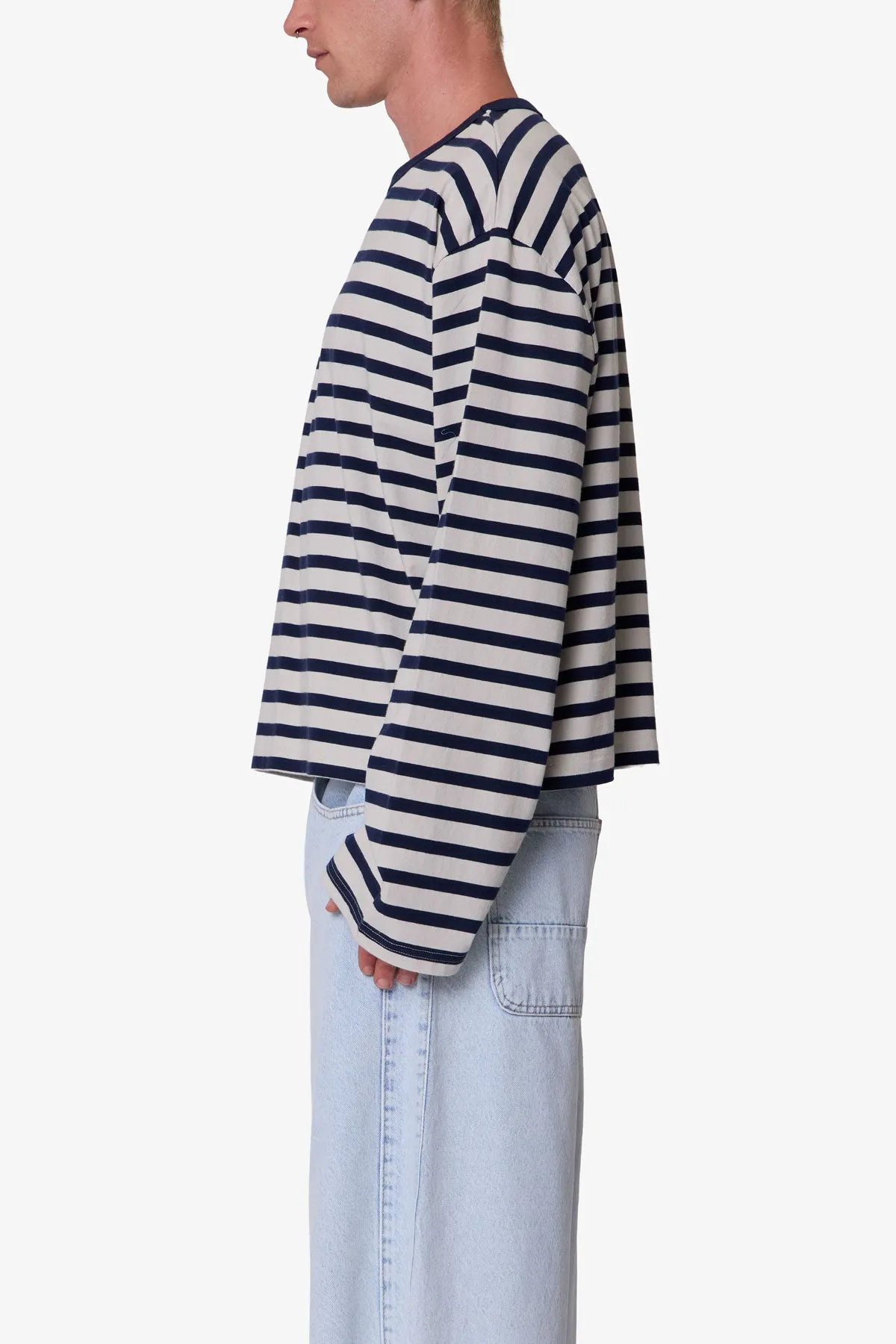 Multi Striped L/S Tee - White/Navy sold by MNML product image thumbnail 4