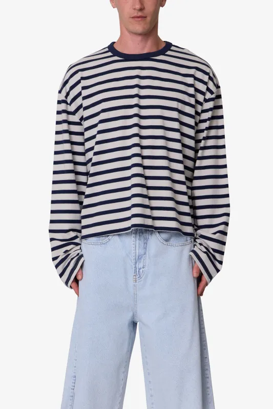 Multi Striped L/S Tee - White/Navy made by MNML