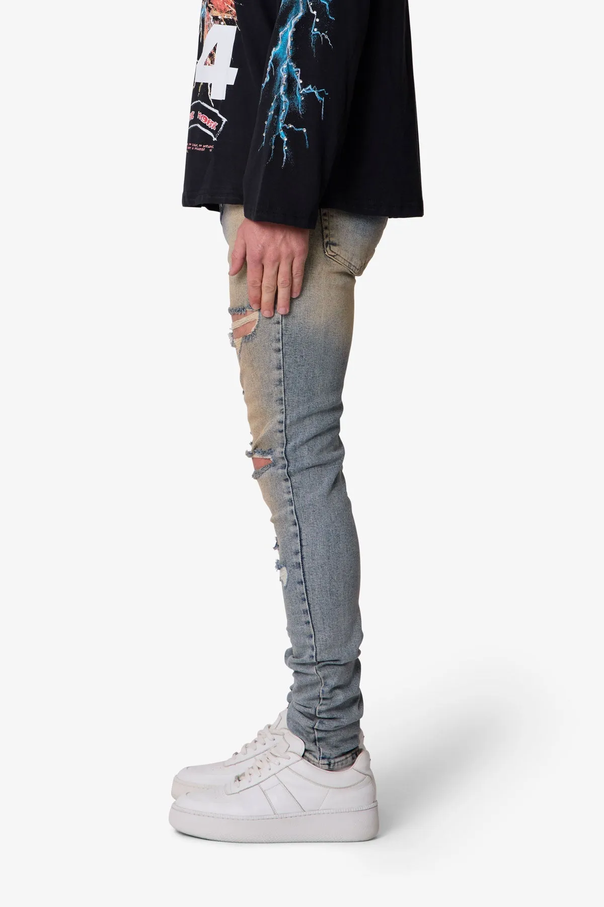 Slashed Skinny Denim - Vintage Blue sold by MNML product image thumbnail 4