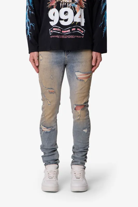 Slashed Skinny Denim - Vintage Blue made by MNML