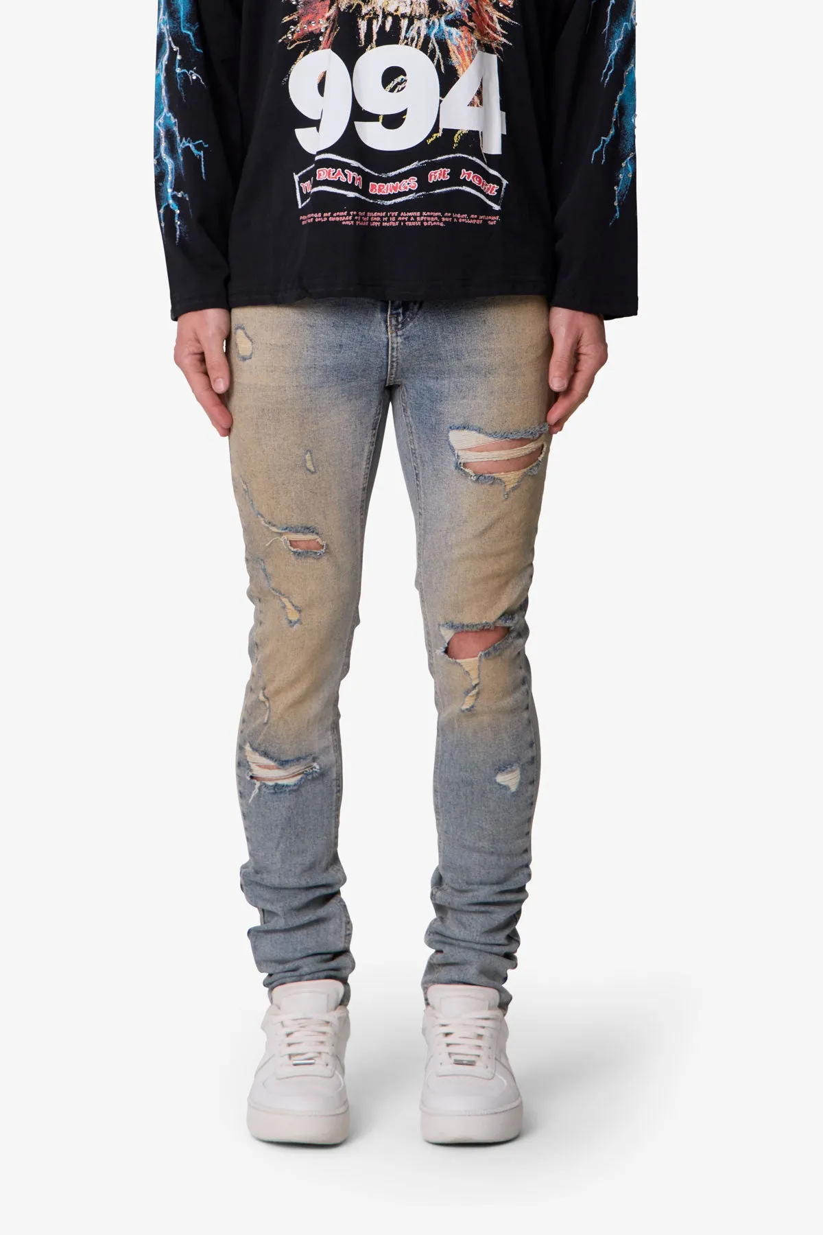 Slashed Skinny Denim - Vintage Blue sold by MNML product image thumbnail 2