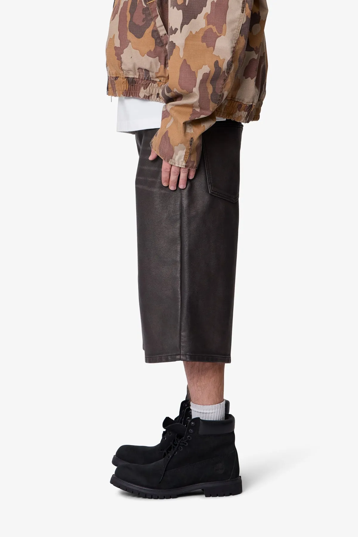 Ultra Baggy Washed Leather Shorts - Black sold by MNML product image thumbnail 4