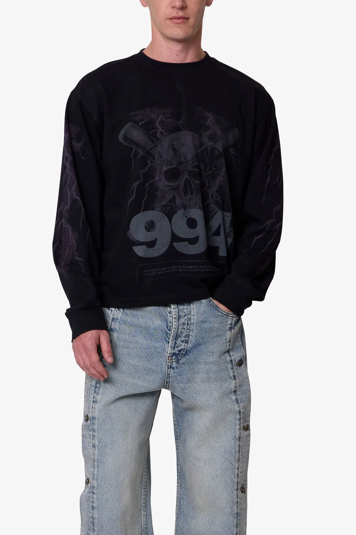 Crossbone L/S Tee - Washed Black sold by MNML product image thumbnail 5