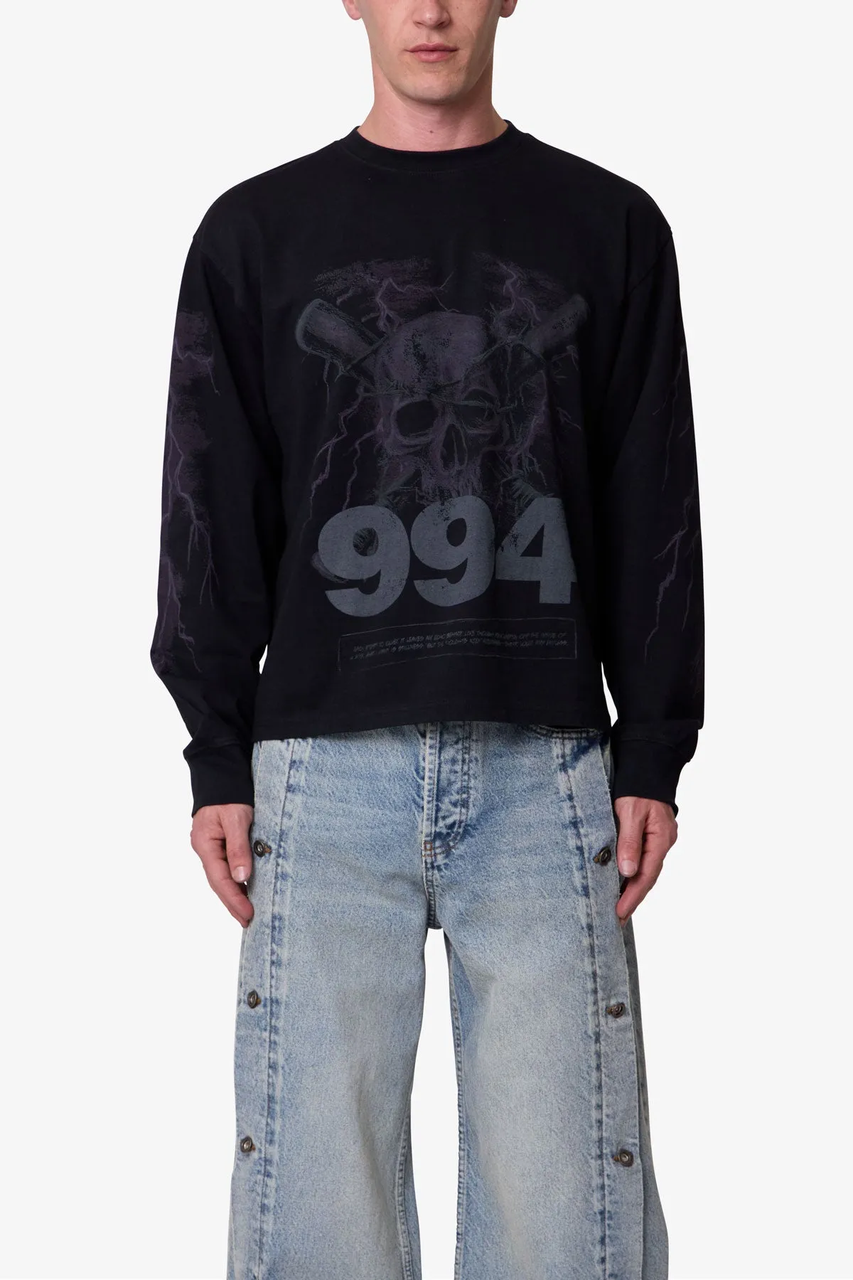 Crossbone L/S Tee - Washed Black sold by MNML product image thumbnail 2
