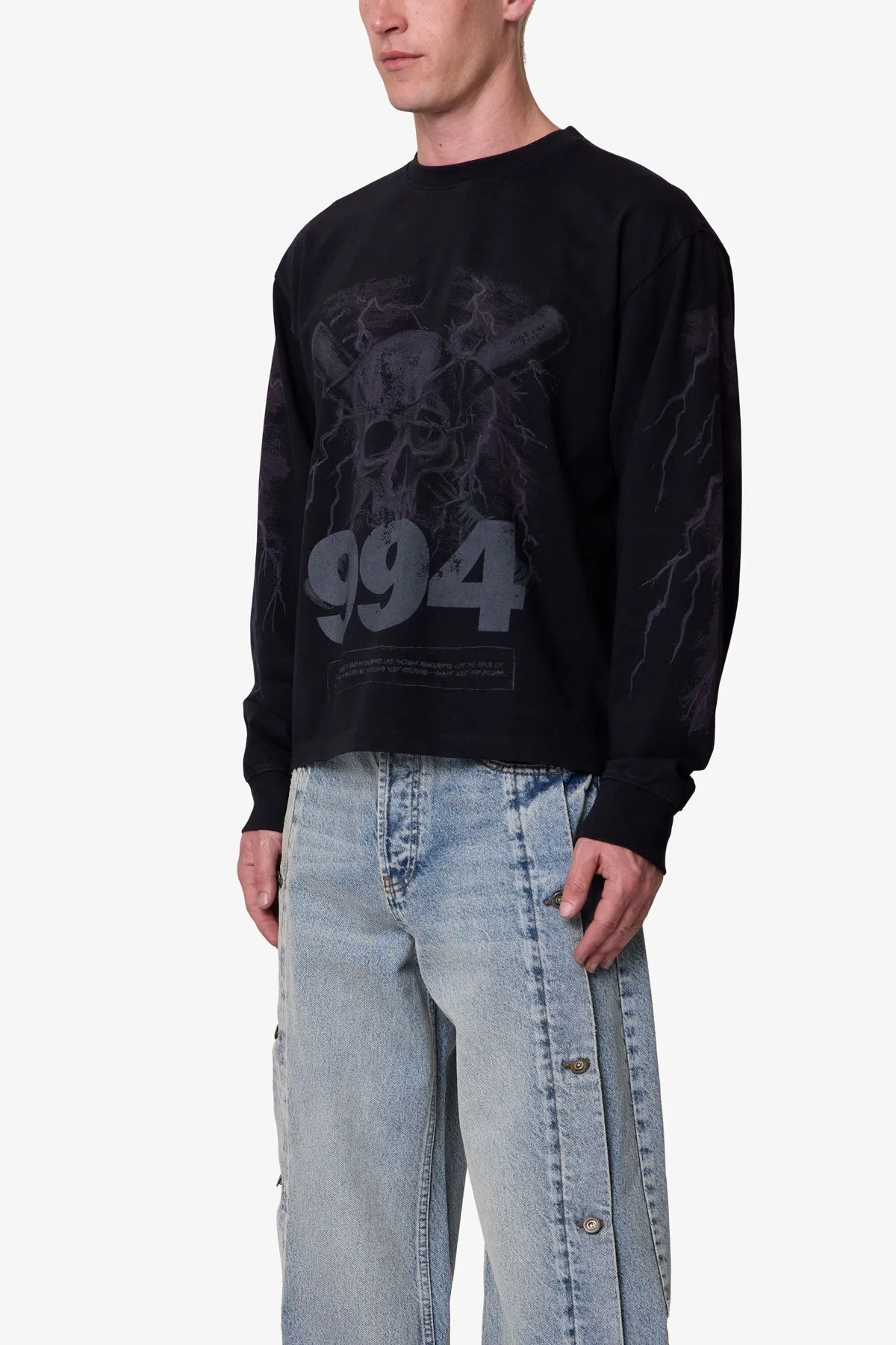 Crossbone L/S Tee - Washed Black sold by MNML product image thumbnail 3