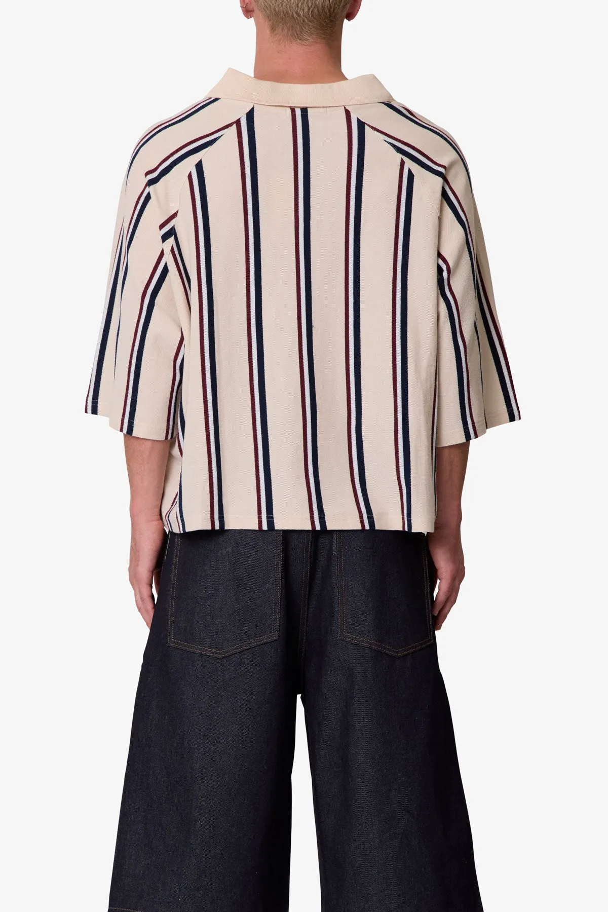 Wide Striped S/S Polo Shirt - Navy/Natural/Red sold by MNML product image thumbnail 5