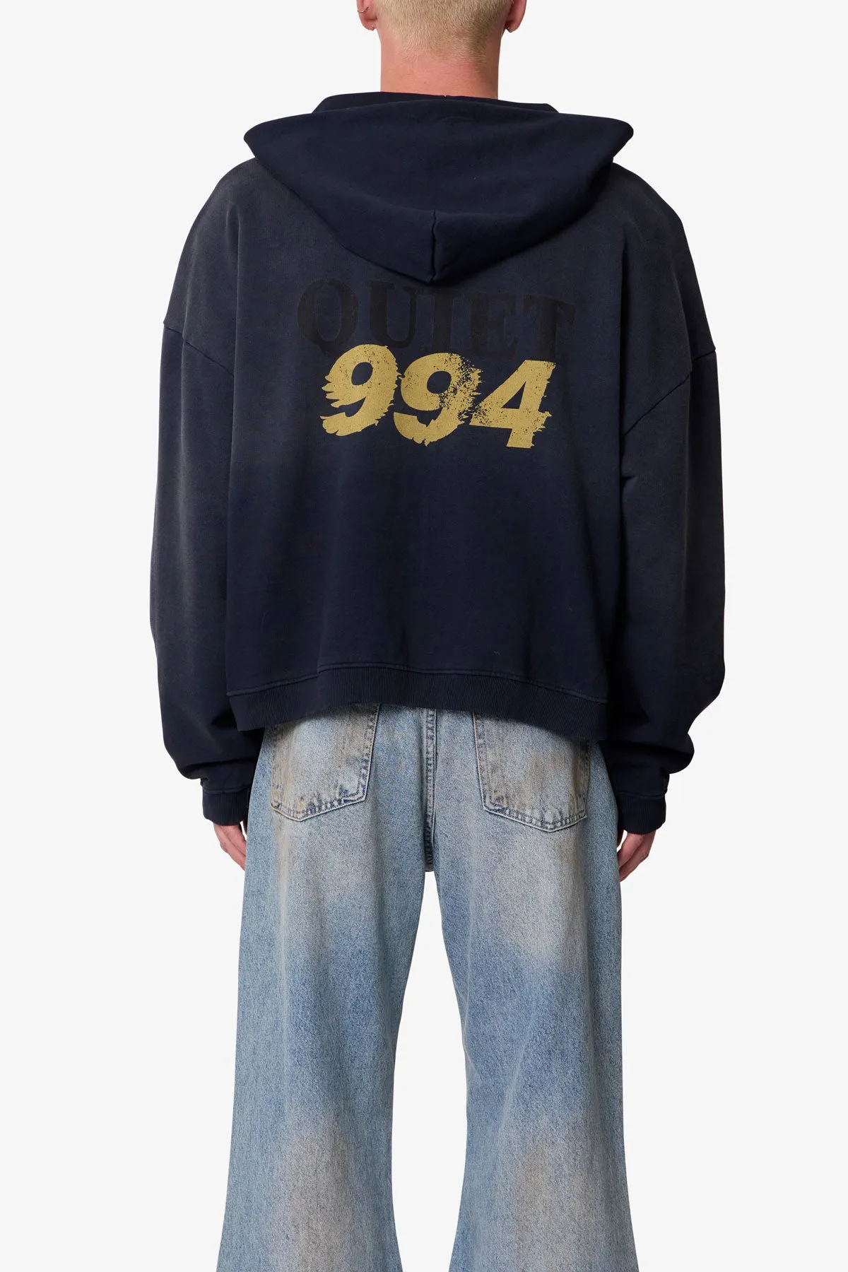 Quiet Zip Up Hoodie - Washed Black sold by MNML product image thumbnail 5