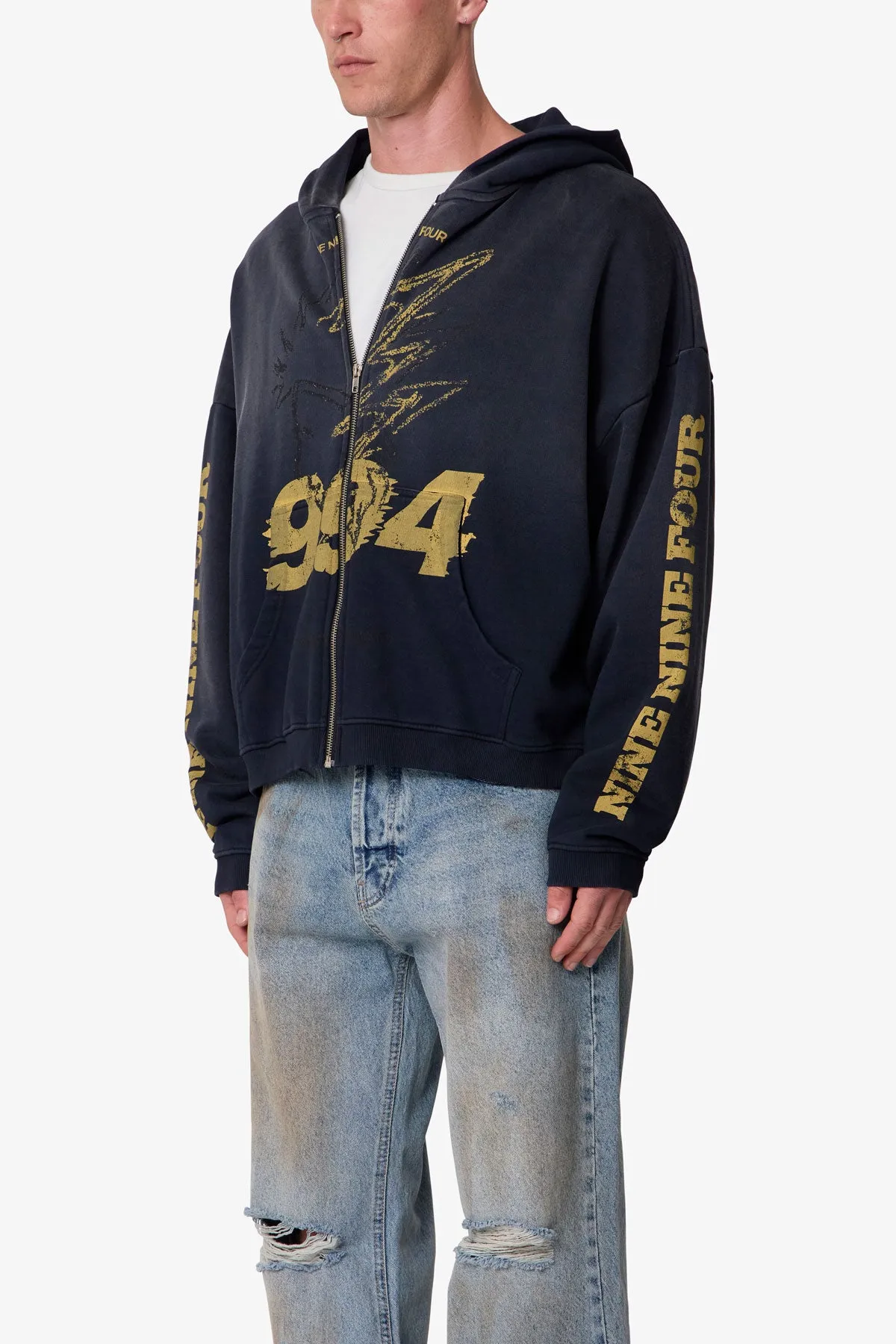 Quiet Zip Up Hoodie - Washed Black sold by MNML product image thumbnail 3