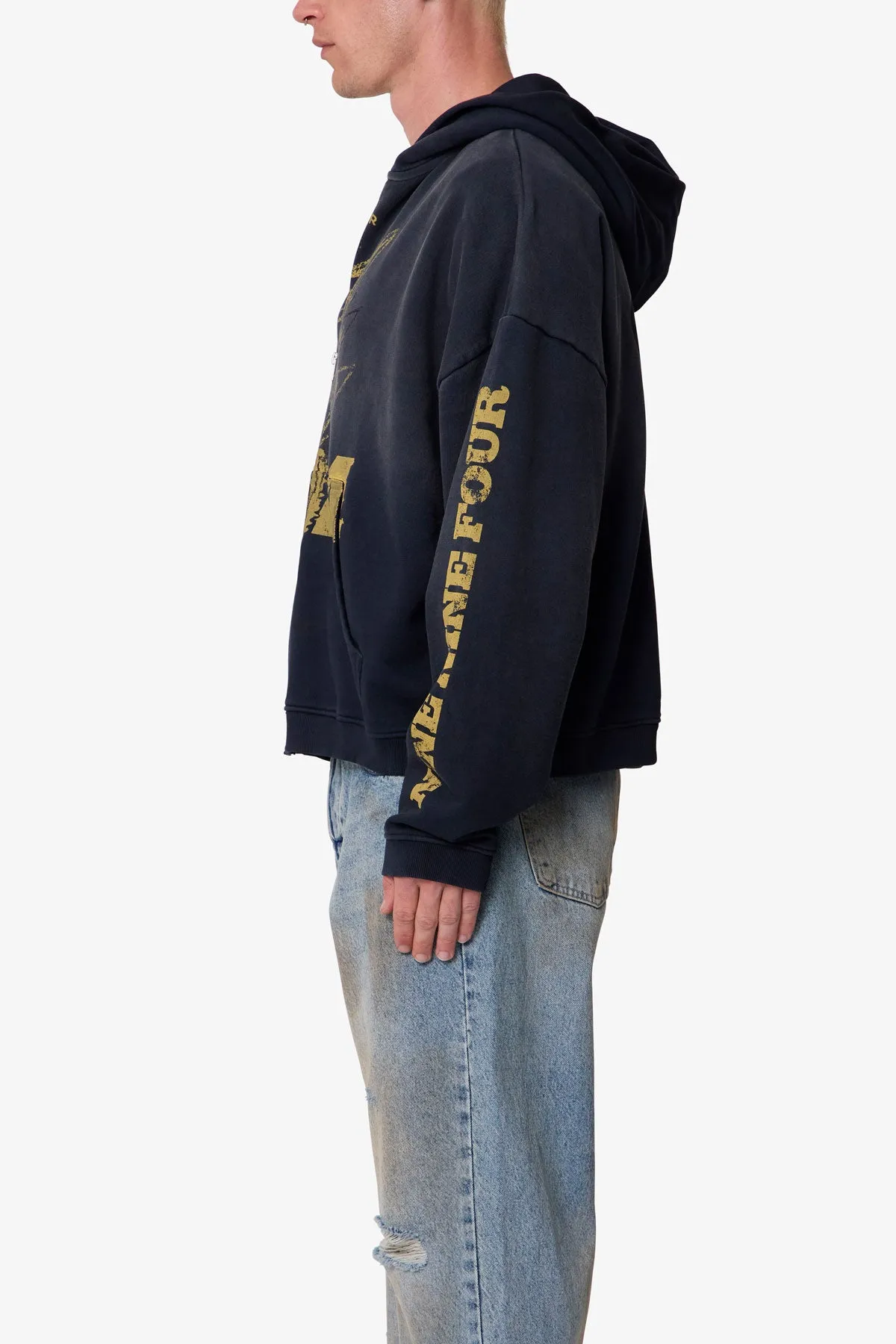 Quiet Zip Up Hoodie - Washed Black sold by MNML product image thumbnail 4