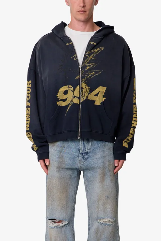 Quiet Zip Up Hoodie - Washed Black made by MNML