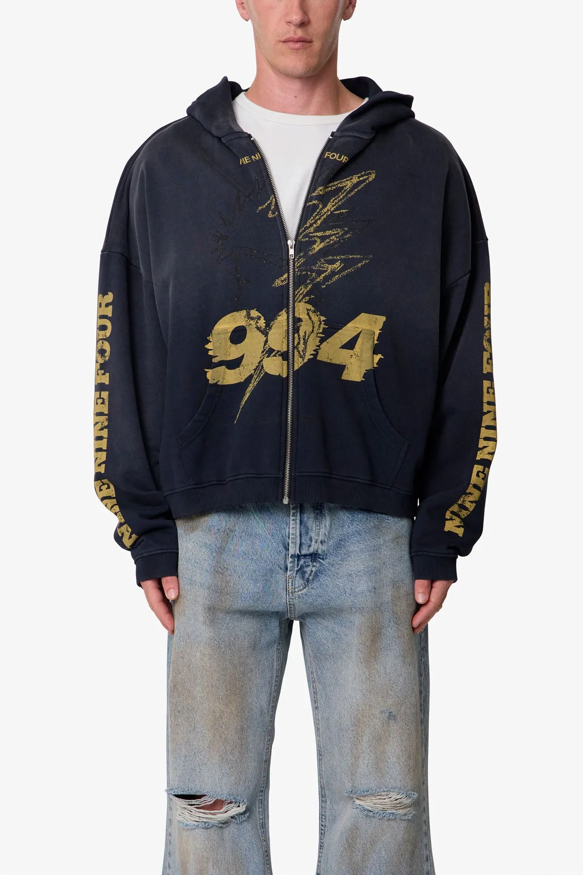 Quiet Zip Up Hoodie - Washed Black sold by MNML