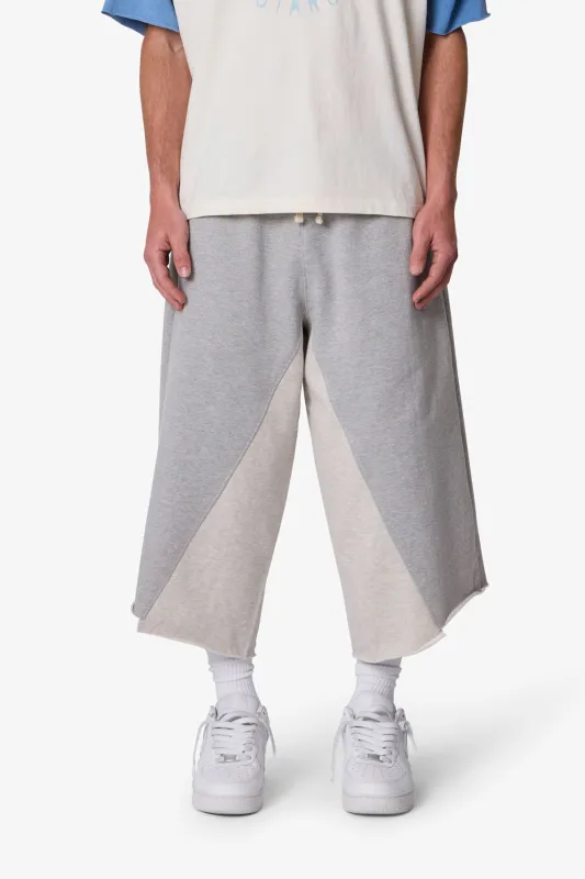Extra Long Paneled Sweatshorts - Heather Grey made by MNML