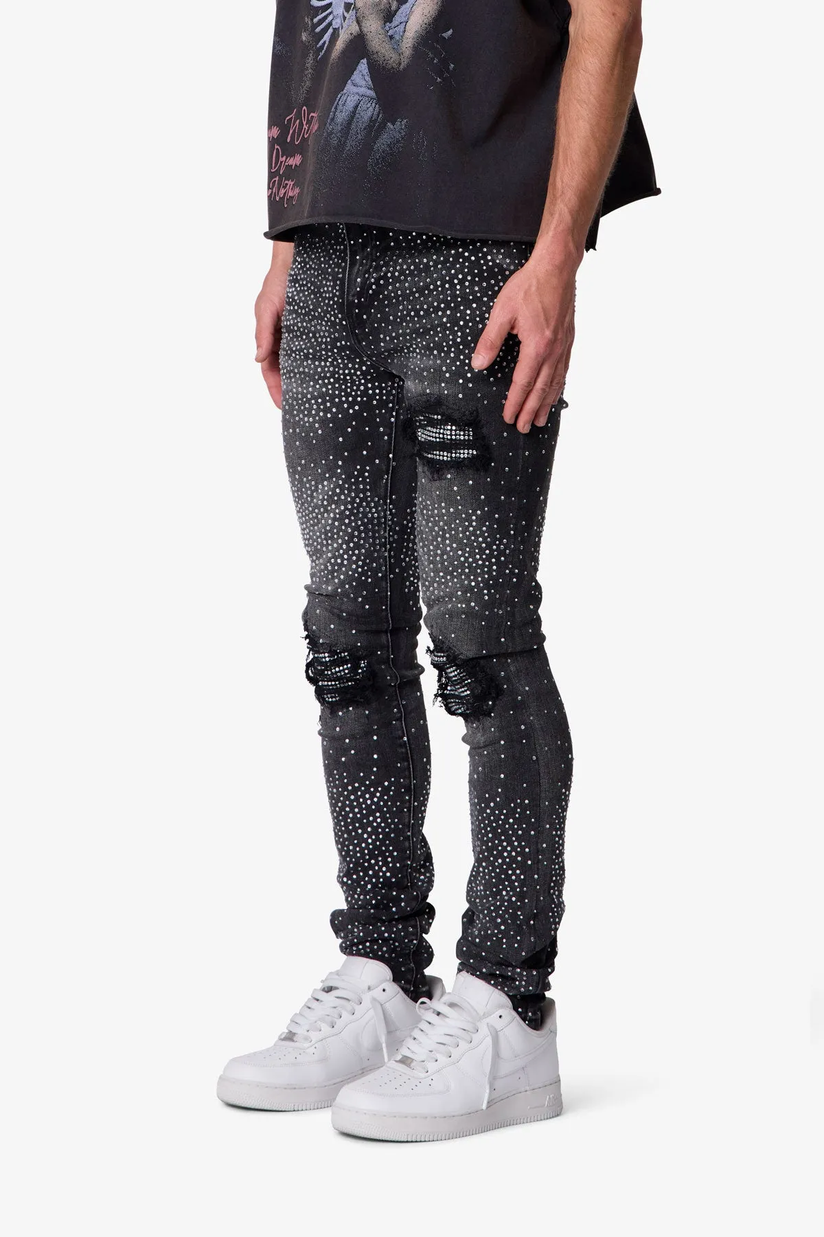 Skinny Rhinestone Denim - Vintage Black sold by MNML product image thumbnail 3