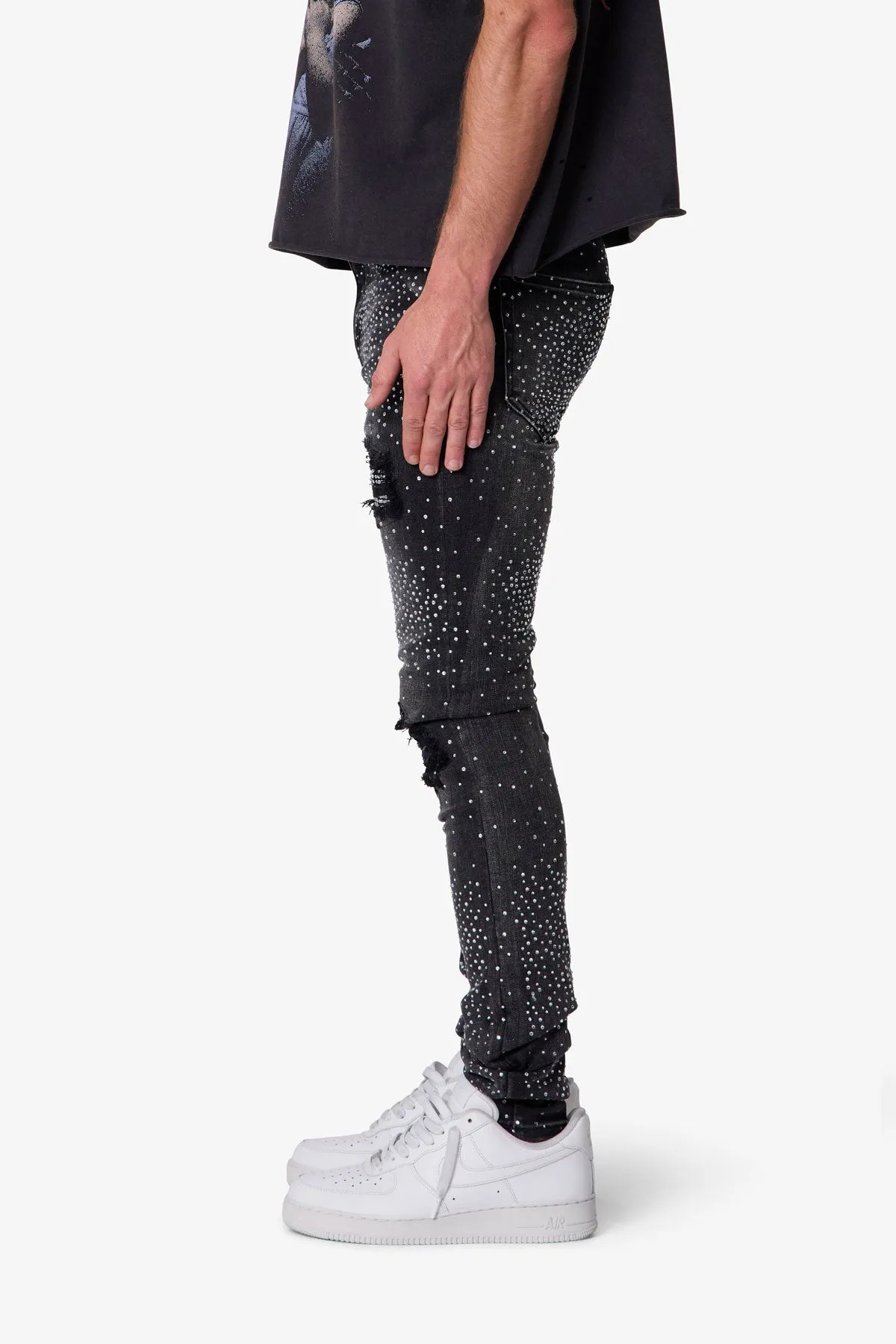 Skinny Rhinestone Denim - Vintage Black sold by MNML product image thumbnail 4