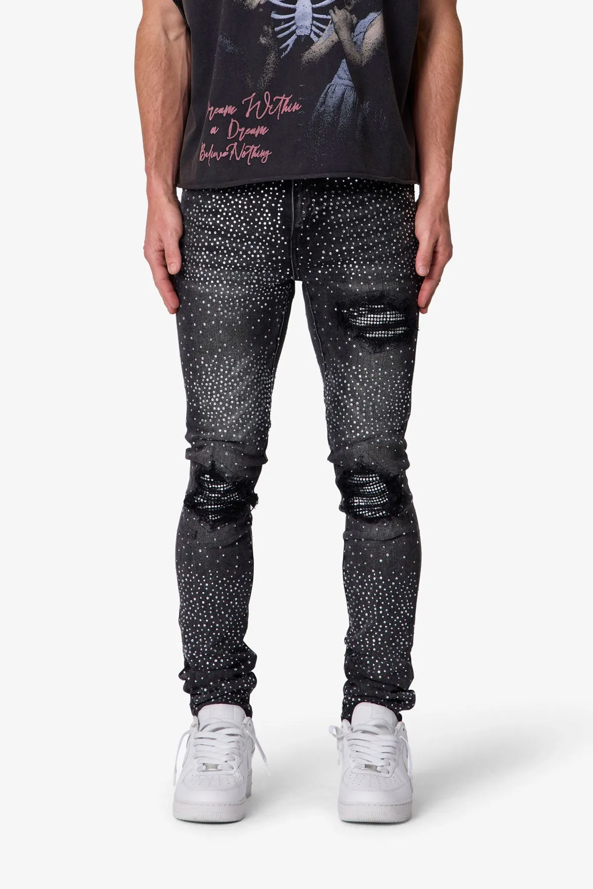 Skinny Rhinestone Denim - Vintage Black sold by MNML