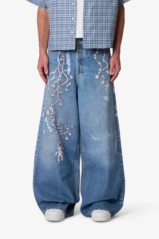 Rave Chain Printed Denim - Vintage Blue made by MNML