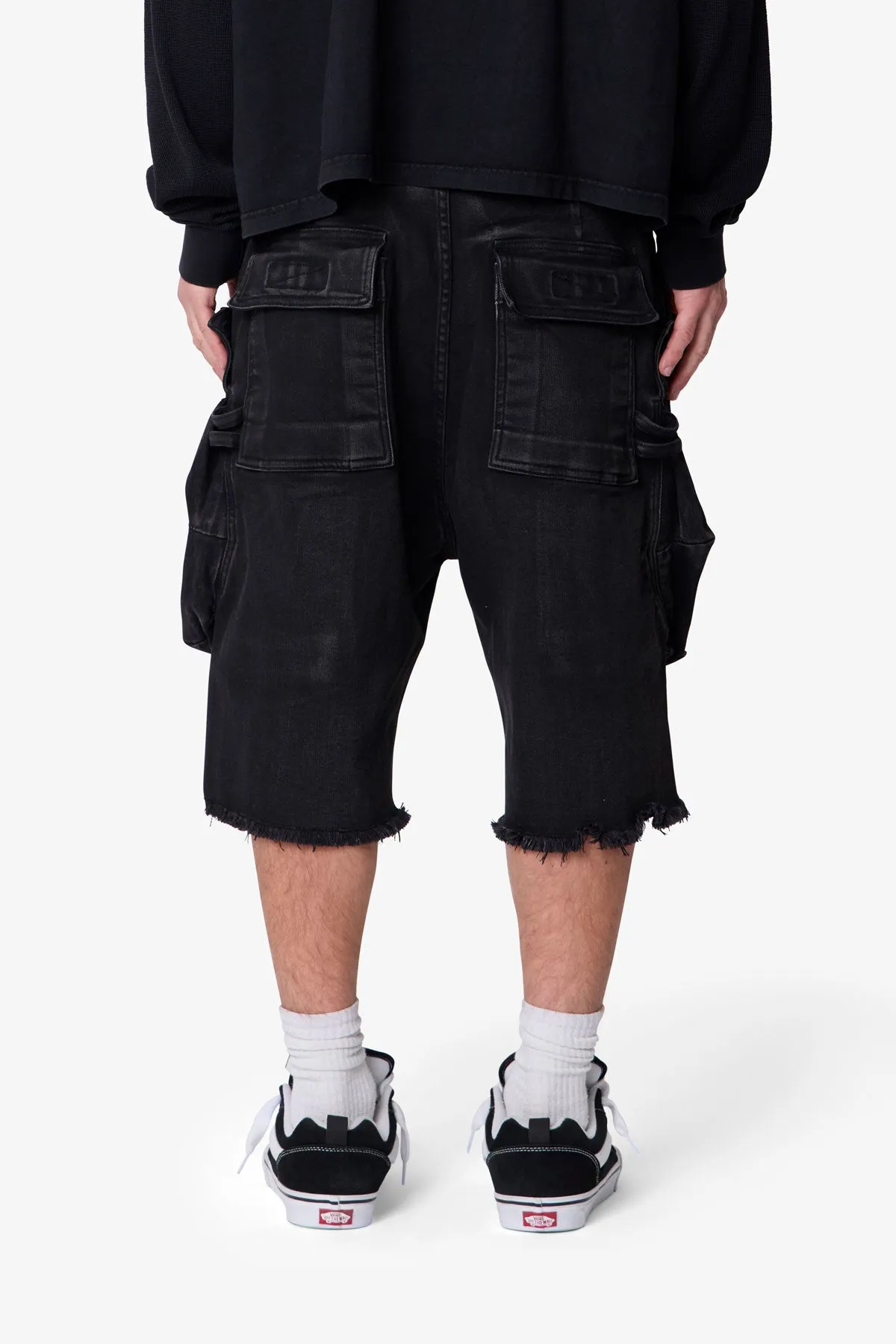 Baggy Waxed Cargo Shorts - Black sold by MNML product image thumbnail 5