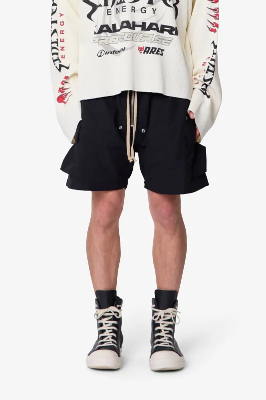 Cargo Mud Shorts - Black made by MNML