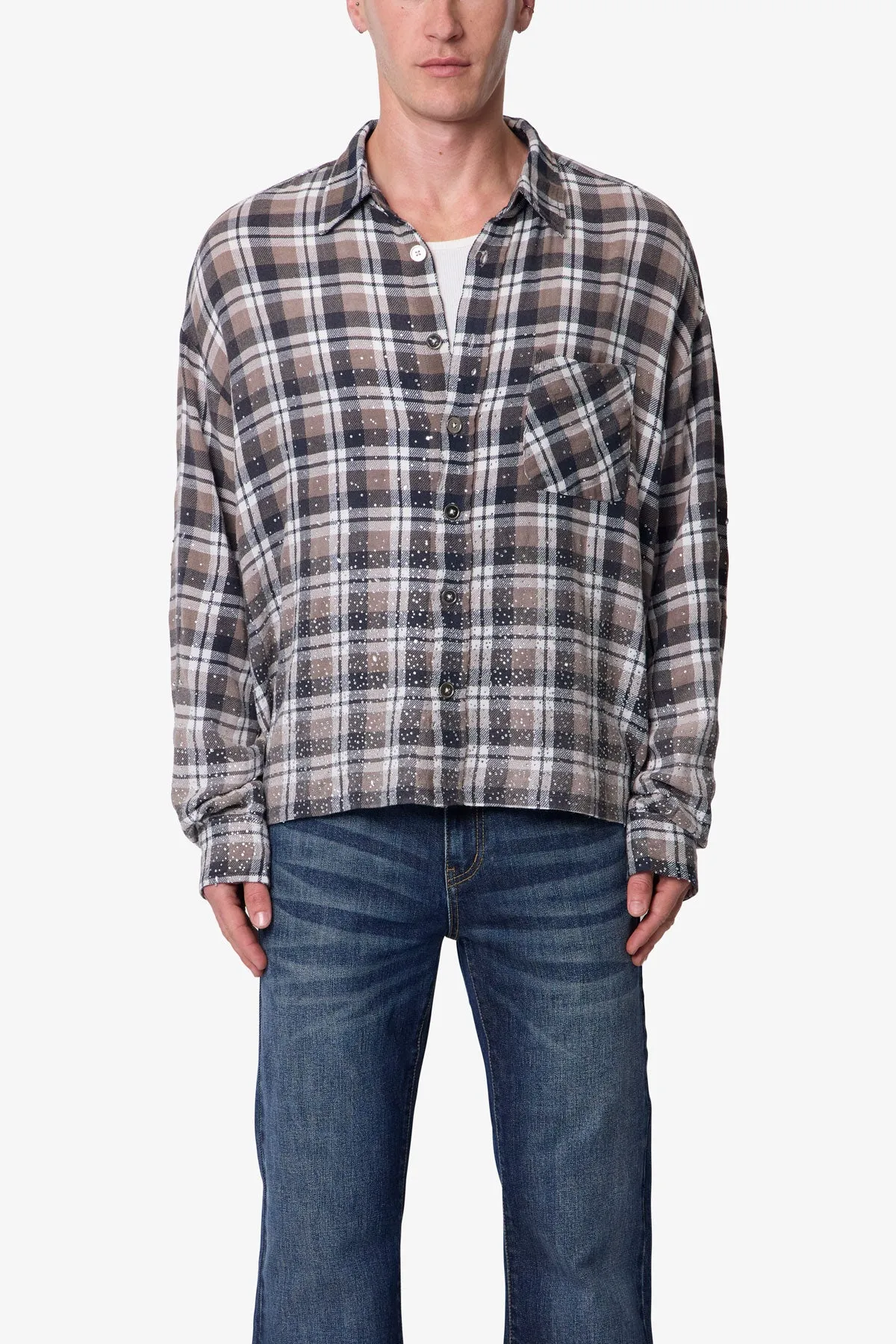 Rhinestone Flannel Shirt - Brown sold by MNML product image thumbnail 2